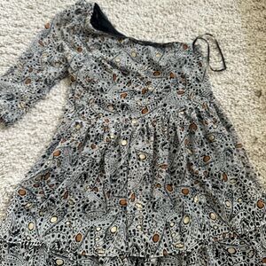 One shoulder long sleeve dress